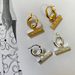 CHECKERBOARD T-BAR EARRINGS
