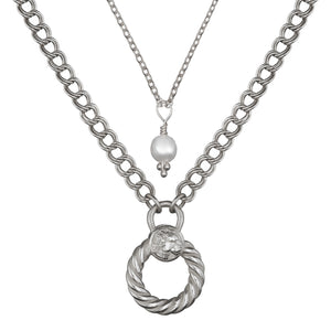 ETERNITY LIONESS NECKLACE & FRESHWATER PEARL PENDANT