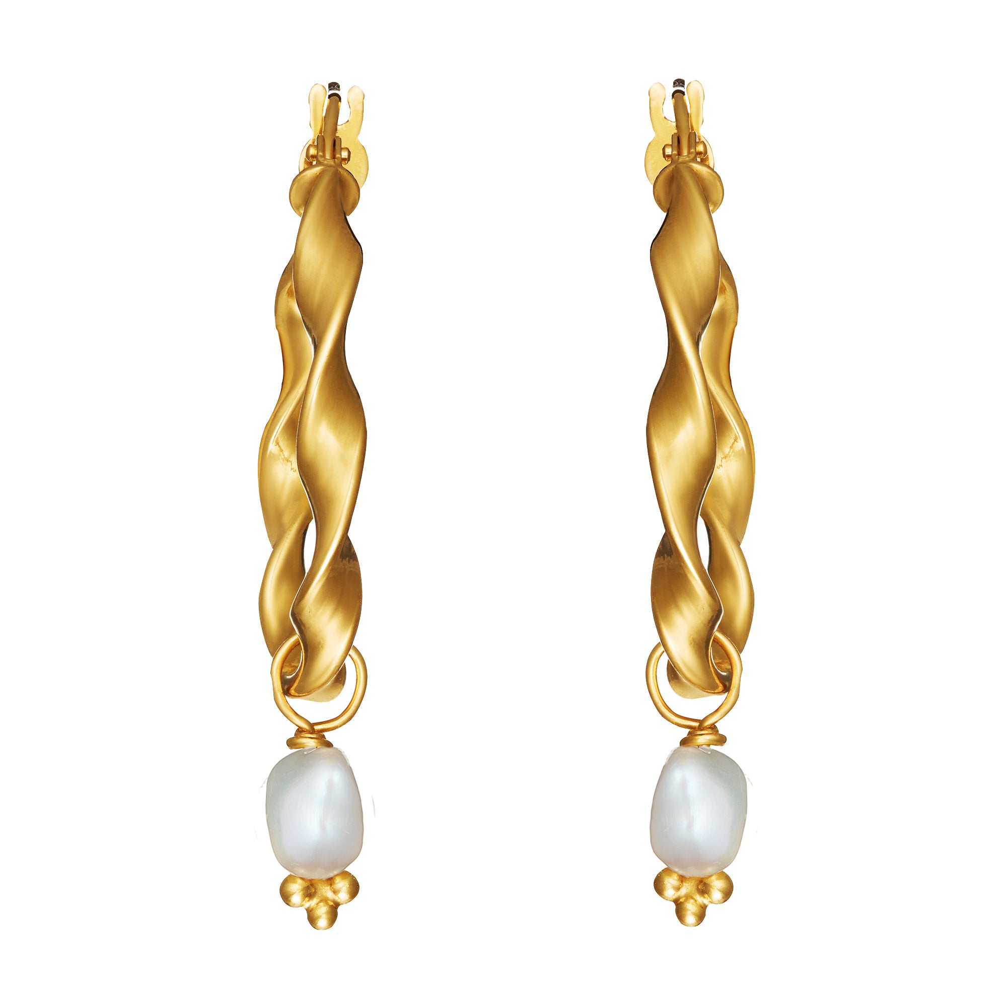 FRESHWATER PEARL RIBBON HOOPS