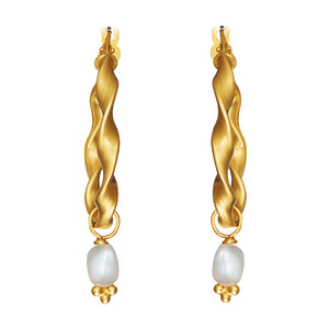 FRESHWATER PEARL RIBBON HOOPS