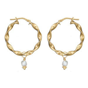 FRESHWATER PEARL RIBBON HOOPS
