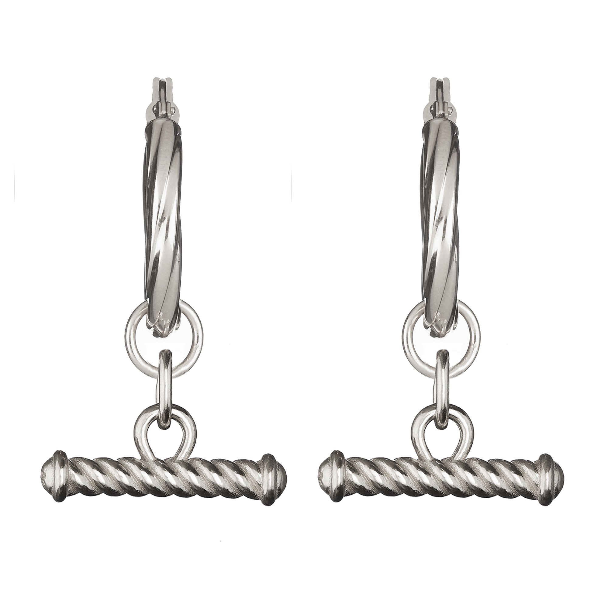 TWISTED T-BAR HOOP EARRINGS