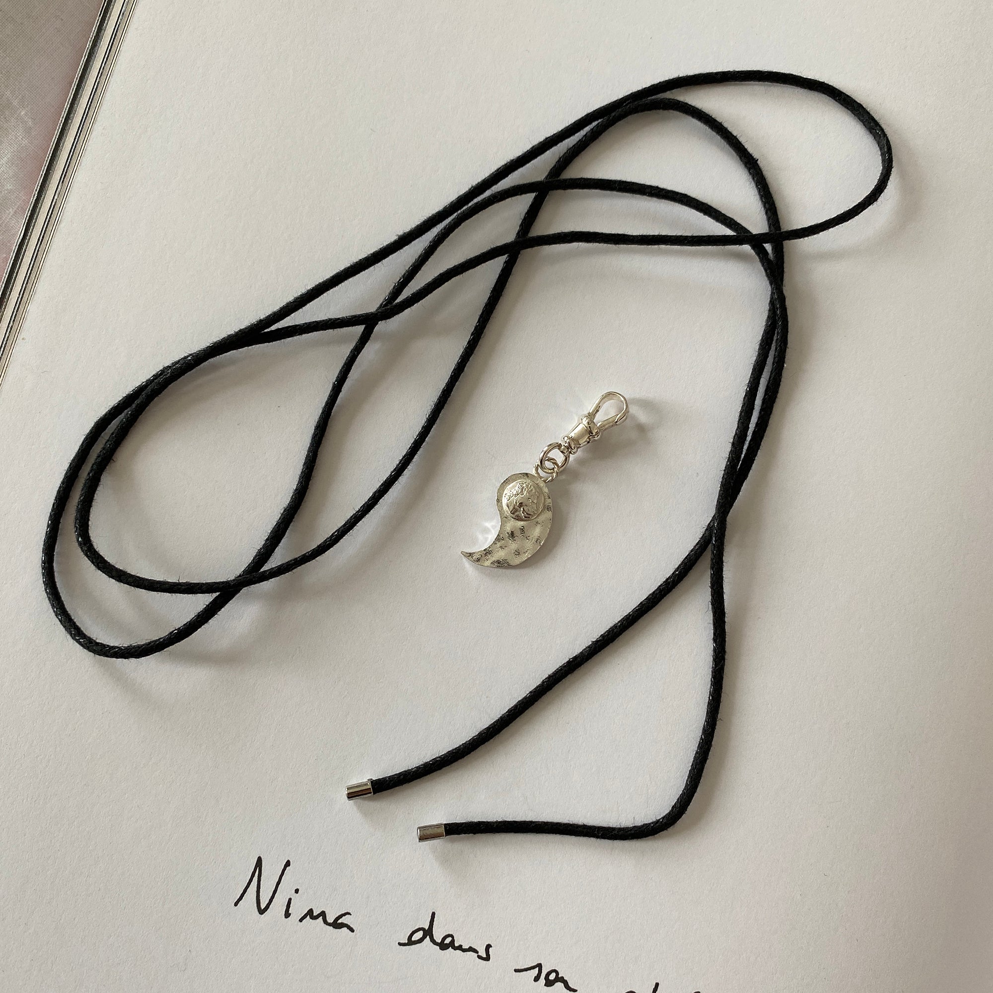 Adjustable Wax Rope Necklace with Sterling Silver Fleur De Lis Mandala -  GEM+SILVER