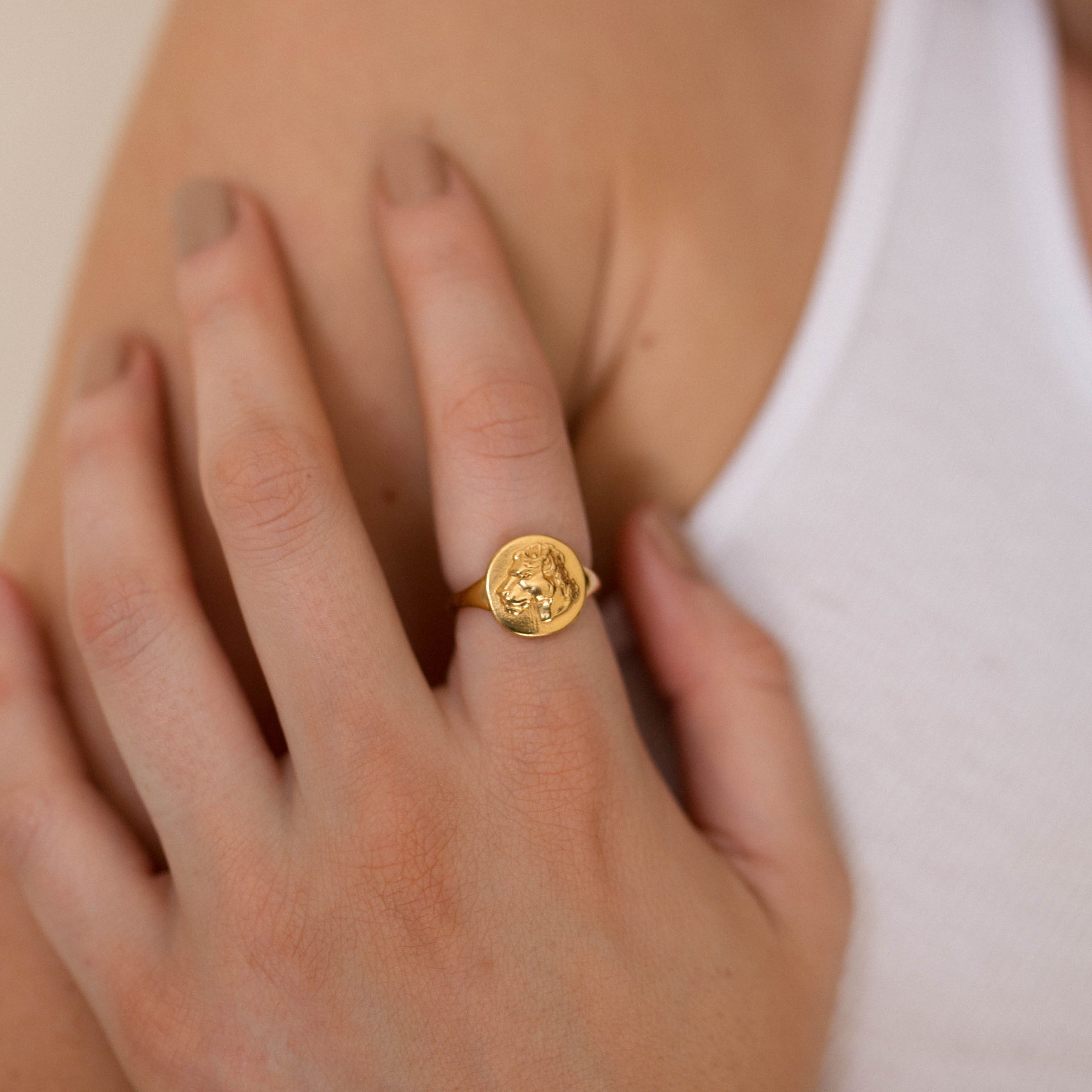 Amazon.com: Caprixus Signet Ring 925 Sterling Silver Coin Ring 24K Gold  Vermeil Designer Handmade Rings for Women Two Tone Hammered Pinky Ring  Turkish Fine Jewelry : Handmade Products