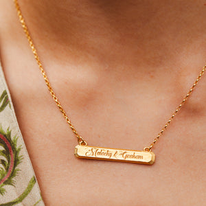 ENGRAVED DECO BAR NECKLACE