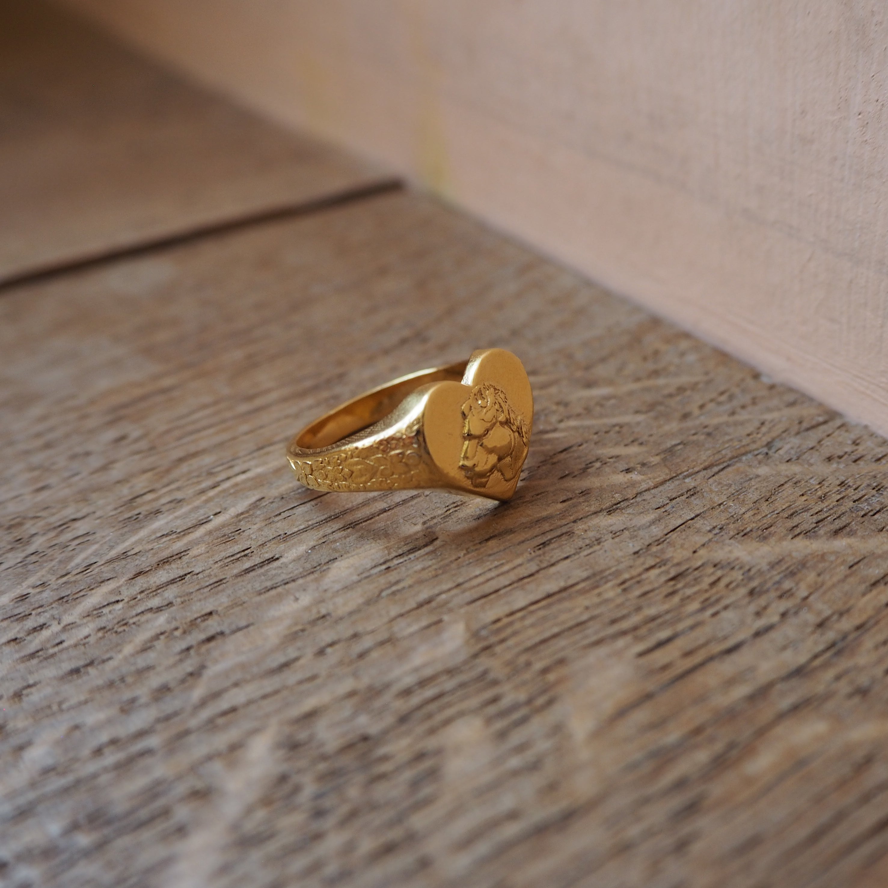 LIONESS HEART SIGNET RING