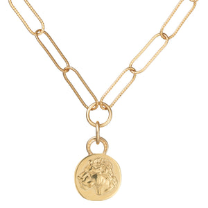 REVERSIBLE LIONESS COIN ON OVERSIZED CHAIN