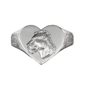 LIONESS HEART SIGNET RING