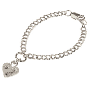 FLOWER HEART BRACELET ON DOUBLE CURB CHAIN