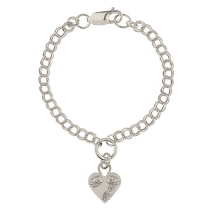 FLOWER HEART BRACELET ON DOUBLE CURB CHAIN