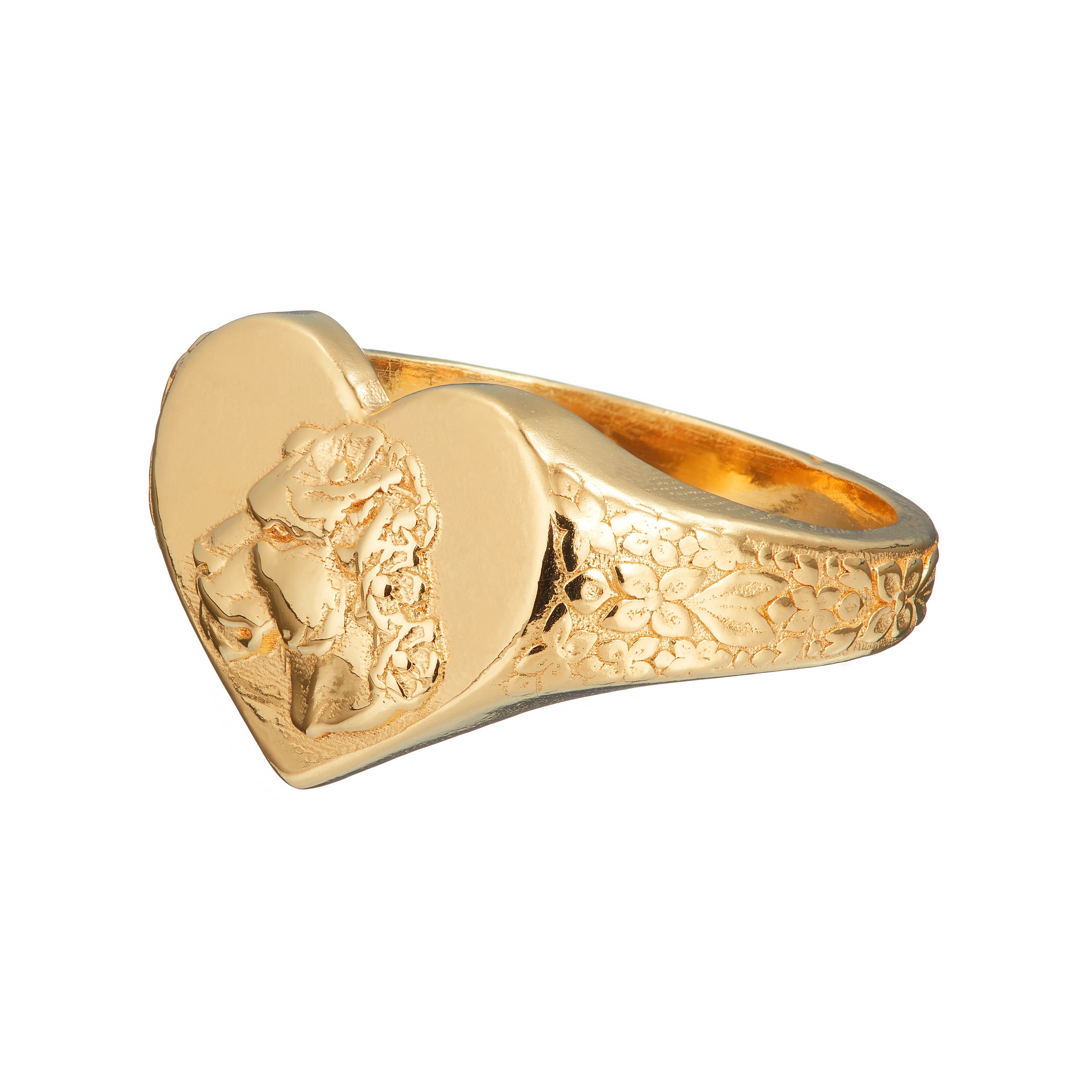 LIONESS HEART SIGNET RING
