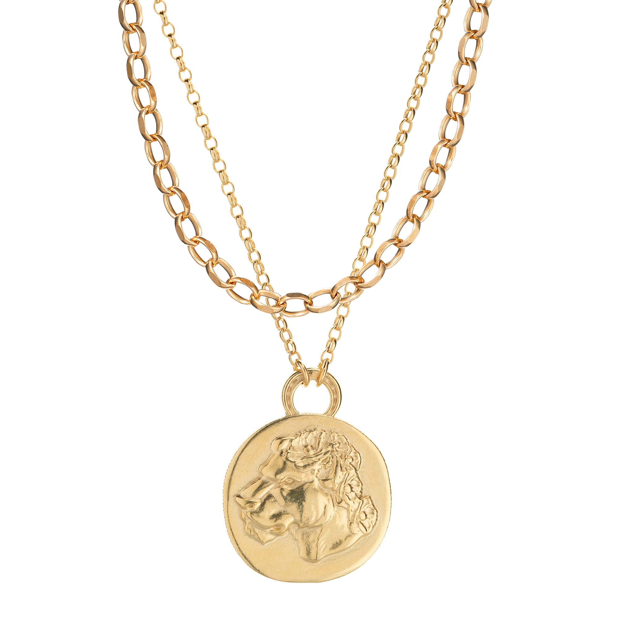 LARGE LIONESS COIN & CALI CHAIN